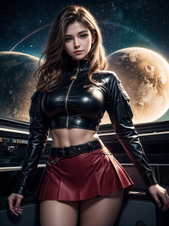 Masterpiece,Best quality,Art officiel,extremely detailed CG unified 8k wallpaper, (Hdr:1.4), (cinematic), (couleur pastel, Couleurs sombres, Soothing Tones:1.3), (texture naturelle de la peau, Hyper photorealism, Soft Light, tranchant),(Extremely detailed), professional lighting, Radio Ville,((1fille,20 ans)), In space, astronef, rayons solaires & cables:1.1), (Science-fiction:1.2), Hublot, enlumineur, stars, fantaisie, Best quality, A LOT OF DETAILS, Masterpiece, Ultra-detailed, illustration, Realstic, An extremely delicate and beautiful girl, beautiful detailed eyes,8k_The wallpaper,beautiful detailed girl, Regarder le spectateur, messy hair, seins moyens, boobocus latéral à la base de la cuisse)), (Combinaison spatiale lourde,Mini skirt légère de grande hauteur,The areola is faintly visible,Imminent genitalia,pubes,Asseyez-vous sur vos genoux,Legs separated), unbuttoned, Corps entieresbienne, ((Sexual suggestivity)), seductive smile,((from front)),Desire for dissatisfaction,