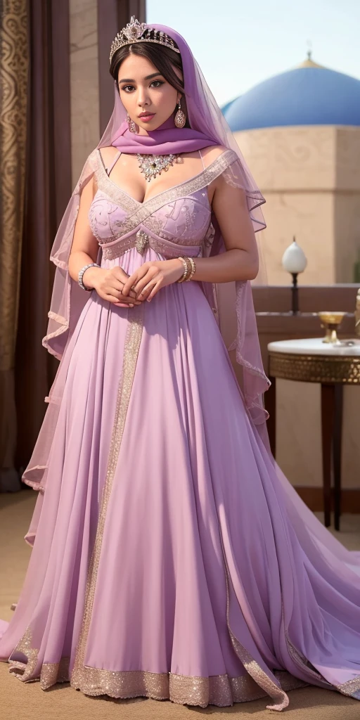 best quality,high quality,HD,arafed woman in a pink dress and a blue head scarf, arabian princess, arab princess, arabian beauty, elegant glamourous , persian princess, beautiful arab woman, royal elegant pose, princess jasmine, a beautiful fantasy empress, ((a beautiful fantasy empreseautiful princess, arab inspired, beautiful female princess, photorealistic disney, royal dress, glamourous