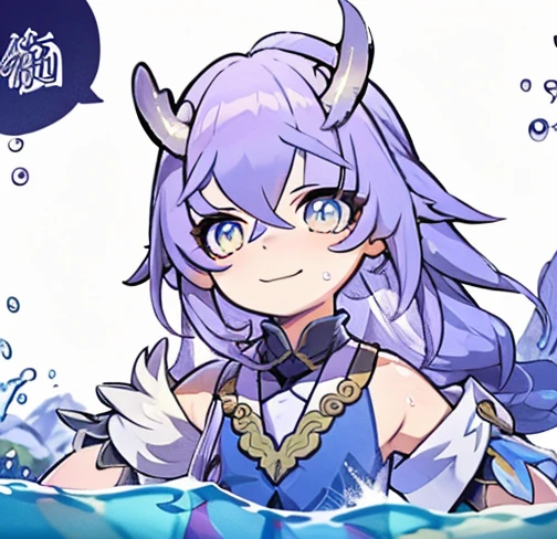 (best quality:1.3),(masterpiece:1.3),(illustration:1.3),(ultra-detailed:1.3),(imid shot:0.9),
1girl, solo, very young, upper body, short neck, small breasts, child
(soaking in stream:1.2),
dragon tail, female child, ahoge,
blue eyes, jewel-like eyes, extremely detailed eyes, extremely detailed face, closed mouth, smile, happy, naughty face,
water, fish, ocean, two horns , Chinese clothes, eastern dragon,