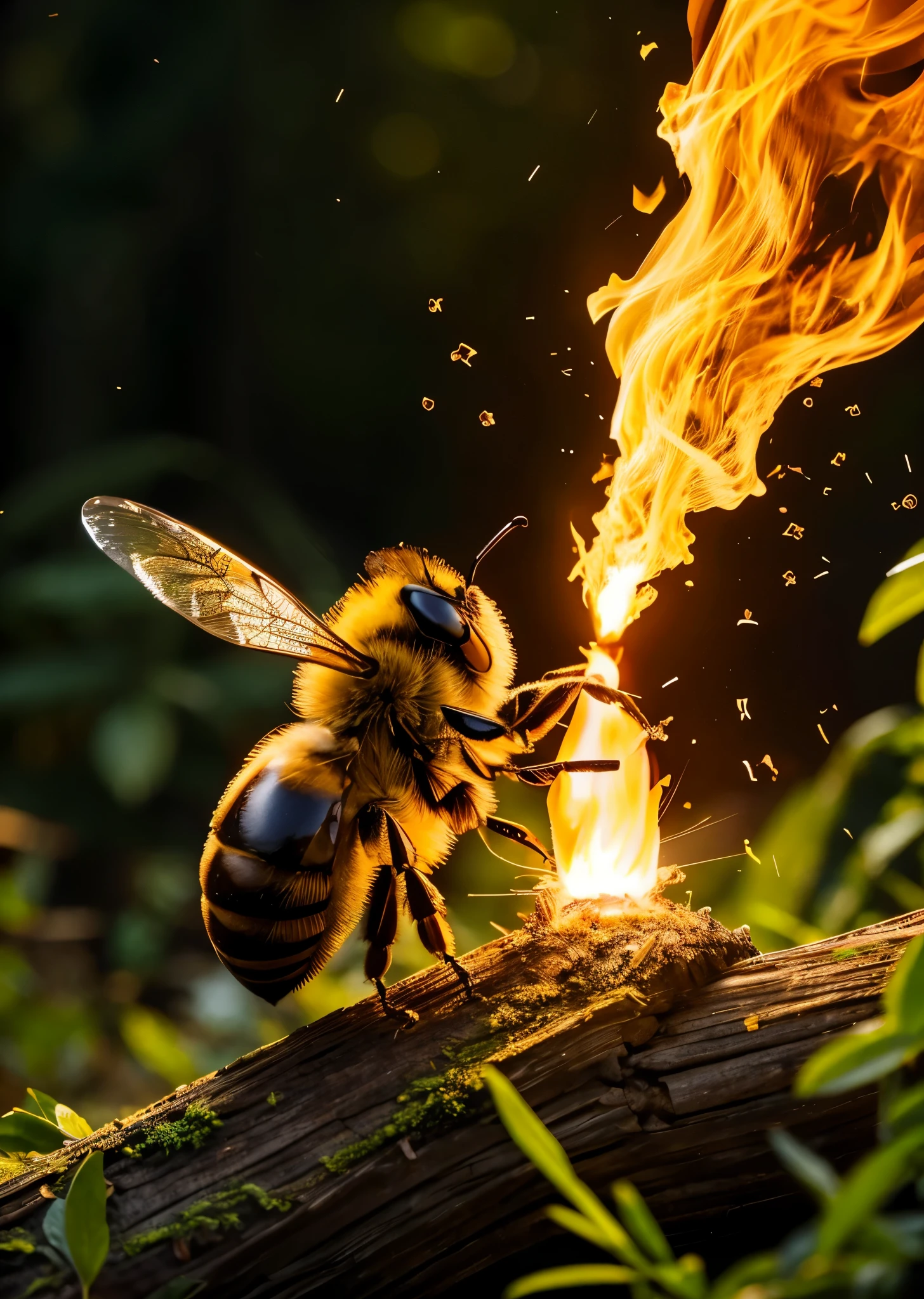 abeille , woods, pouvoir, Feu, luz, Health, vie