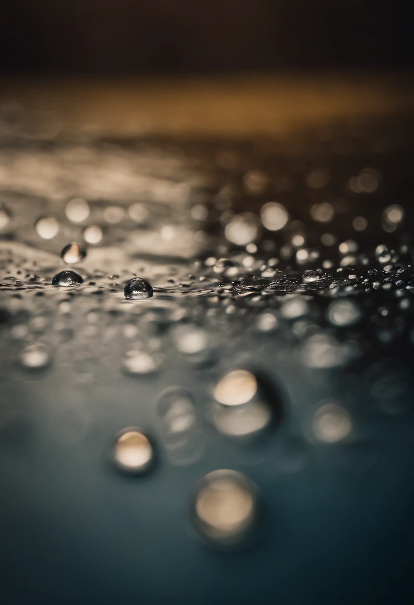 an abstract shot of water droplets on a textured surface, experimenting with lighting and composition to create a visually striking and unique image