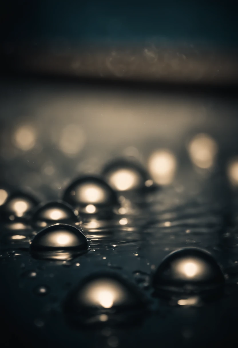 an abstract shot of water droplets on a textured surface, experimenting with lighting and composition to create a visually striking and unique image