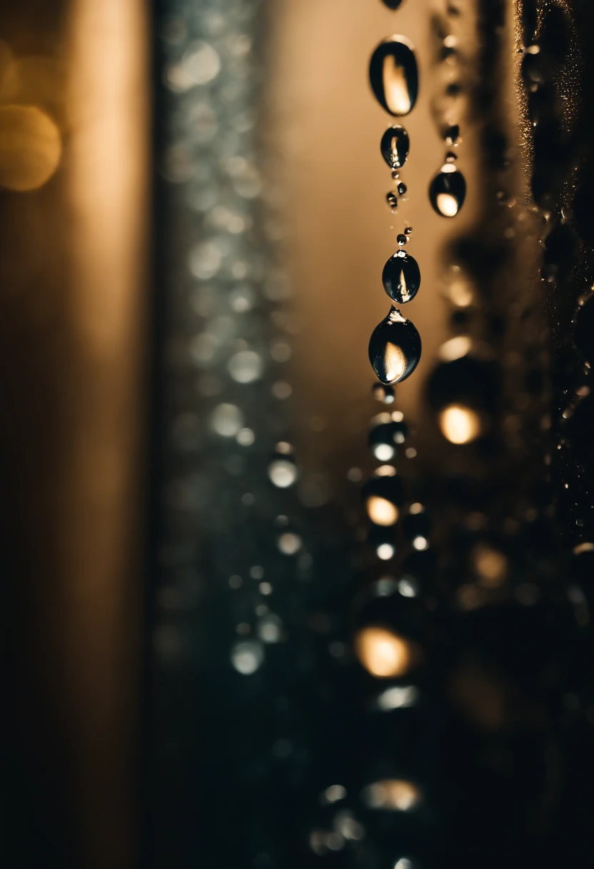 an abstract shot of water droplets on a textured surface, experimenting with lighting and composition to create a visually striking and unique image