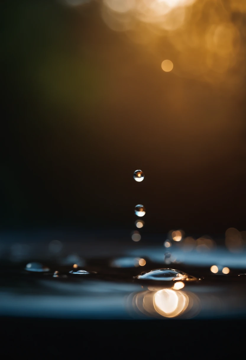 an abstract shot of water droplets on a textured surface, experimenting with lighting and composition to create a visually striking and unique image