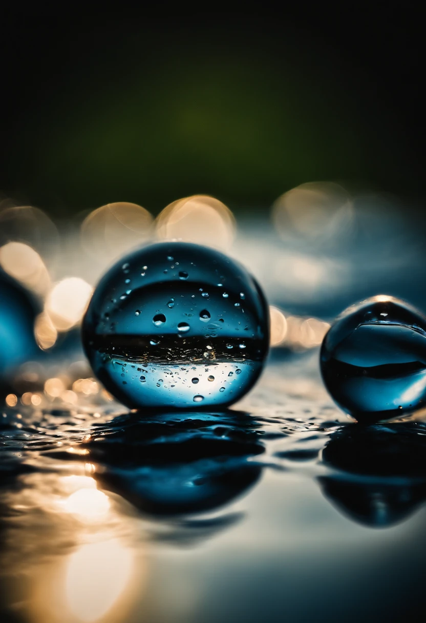 an abstract shot of water droplets on a textured surface, experimenting with lighting and composition to create a visually striking and unique image