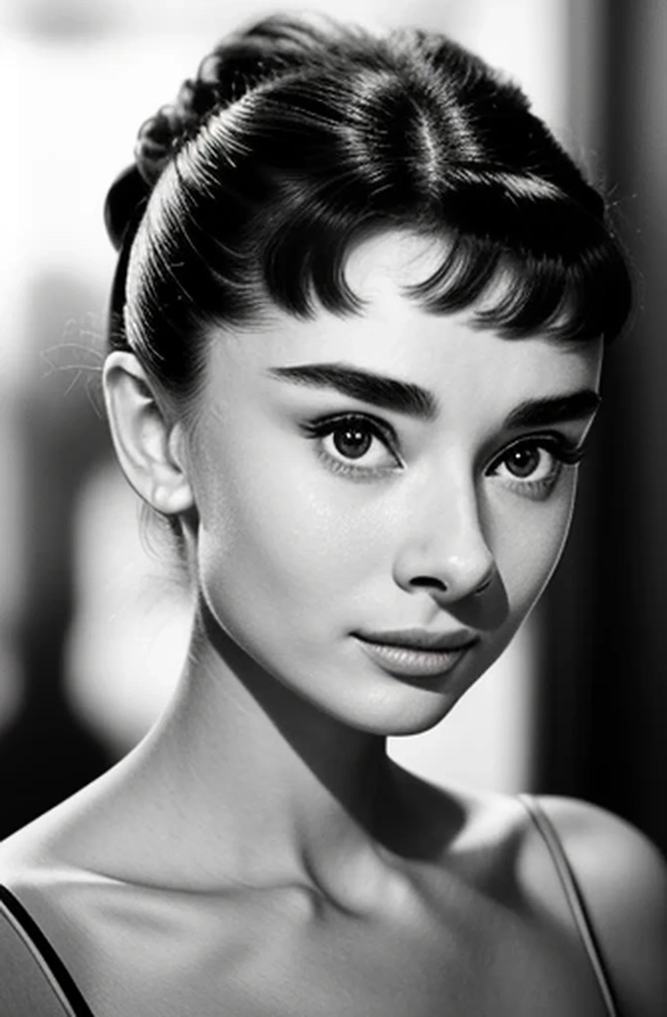 Gorgeous Radio Dolly Hepburn, blue eyes, Beautiful Audrey Hepburn topless nude, Audrey Hepburn standing, audrey hepburn portrait, Young naked Audrey Hepburn, high cheekbones, Beautiful Face!!!!, very Beautiful Face, Beautiful and delicate face, studio, photograph, camera