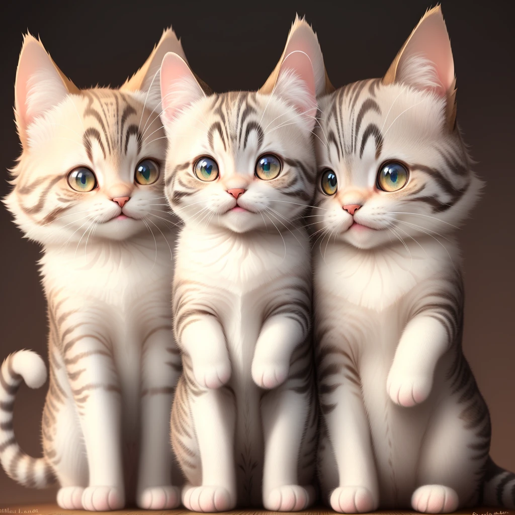 Super cute kitty,Solid and beautiful background,ambient light,Ultra-fine fur,volumettic light, hand drawn style,happy expression,Single