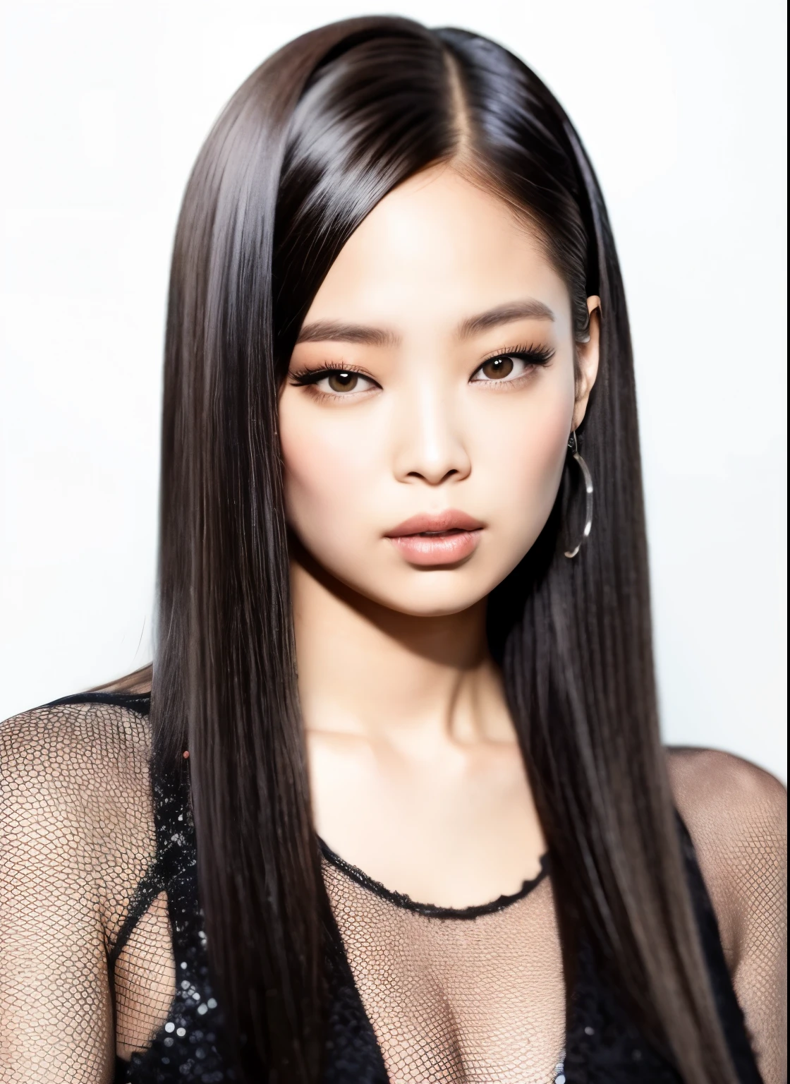 a Close up of a woman with long hair and a necklace, roseanne park of rosa preto, portrait of jossi of rosa preto, rosa preto jennie, Lalisa Manobal, jossi of rosa preto, lalisa manoban of rosa preto, Portrait of female Korean idol, portrait of kpop idol, Cl, rosa preto, Heonhwa Choe, Dom Yunjoo, Ji-Min