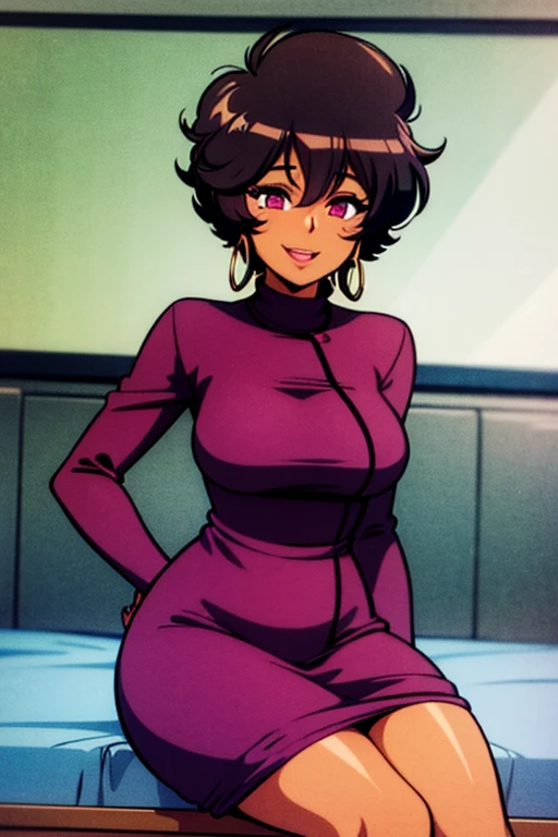 80-year-old Black woman Teacher Pink velvet dress Seductive