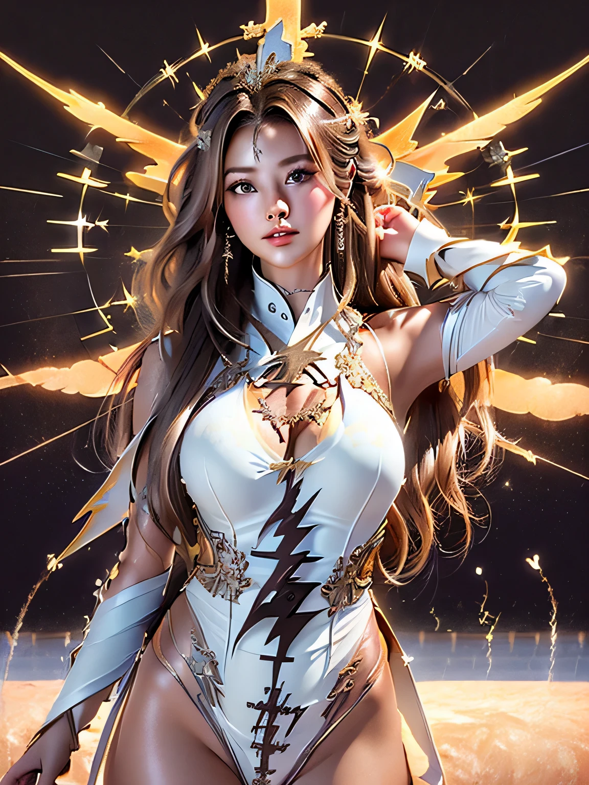 (((a moon)))、(((random bodysuit))、(((Happiness)))、(((Goddess Artemis)))、((accurate ???????))、(((seven heads and a well-proportioned body)))、(((Unevenness of the skin)))、(((Colossal tits)))、Camel toes、makeups、 detaileds、GdClth、、 (((Depends on the magic circle)))、(((brown haired)))、(((Brown eyes)))、(((a white collar)))、云、Thunderbolt、(Foggy)、(((llight rays)))、 (((Lightning)))、((Bewitching))、((A sexy))、
(((Sateen)))、(((glow effect)))、(((Random hairstyle)))、(((Dynamic Pose)))、(((Dynamic angles)))、
