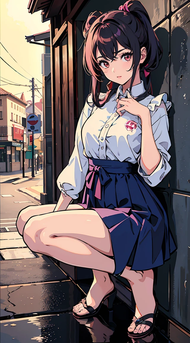 Tatuagem do padre, Mai Shiranui , pernas juntas, Mijando, Mijando herself, your own urine is running down your legs, figura feminina perfeita, Mijando down her legs, Standing on the very busy street Midgar City, ensolarado,olhando para baixo nervosamente, Shy, Embarrassed, Despertou, chocado, panicking, preocupado, ao ar livre, A small puddle of your own urine is forming around your feet on the dry floor., muito desesperado para fazer xixi, molhar-se, urination, master part,best quality,Perfect artwork, (Corpo feminino orgulhoso),(peito enorme),(Decote charmoso),(um olhar sedutor),facing the audience, pink lips,detalhes do dedo, magic hour, Rembrandt Lighting, front lighting and fill lighting, sombra dura, Arnold render,3DCG,8k,