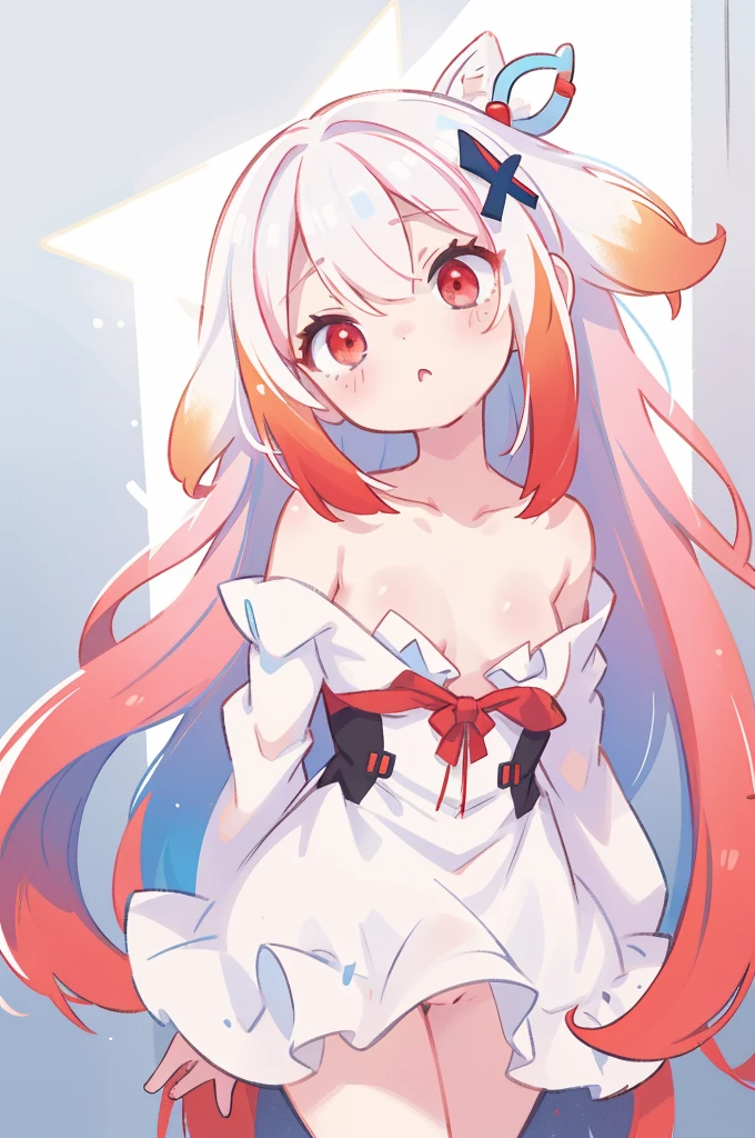 (Highest quality), (High resolution), (masterpiece), (Very detailed), Shiro \(no game No life\),Long Hair,Multicolored Hair,Hair between the eyes,Gradient Hair,Flat Chest,,Blue Archive Art Style, One Girl, Silky skin, Shiny skin, blush, Heart pupil, Heavy breathing,(Micro Bikini), Front view,  (Bright saturation), Press your chest against the glass, Show the whole body