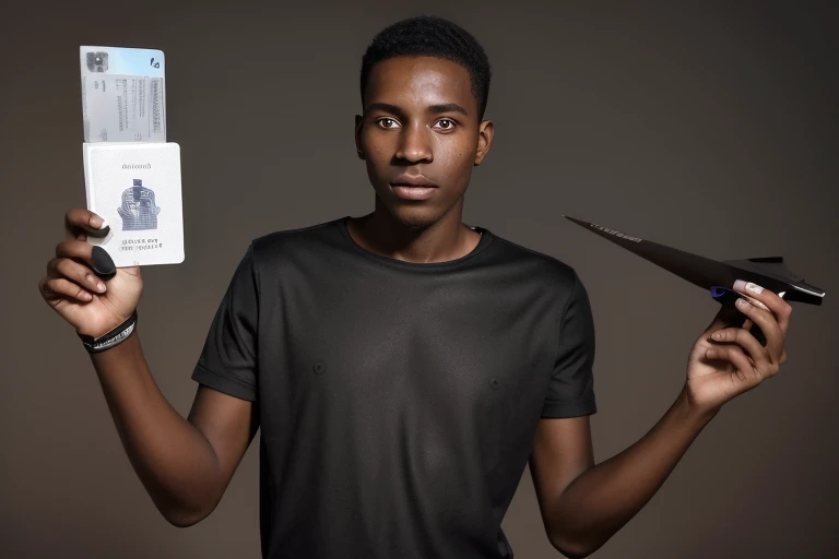Professional headshot, single color background, arafed man, african canadian, black age boy, passport photo, man is with black skin, passport, taken in the early 2020s, 2 0 2 3, 2023, adut akech, great masterpiece, taken in 2 0 2 0, black.