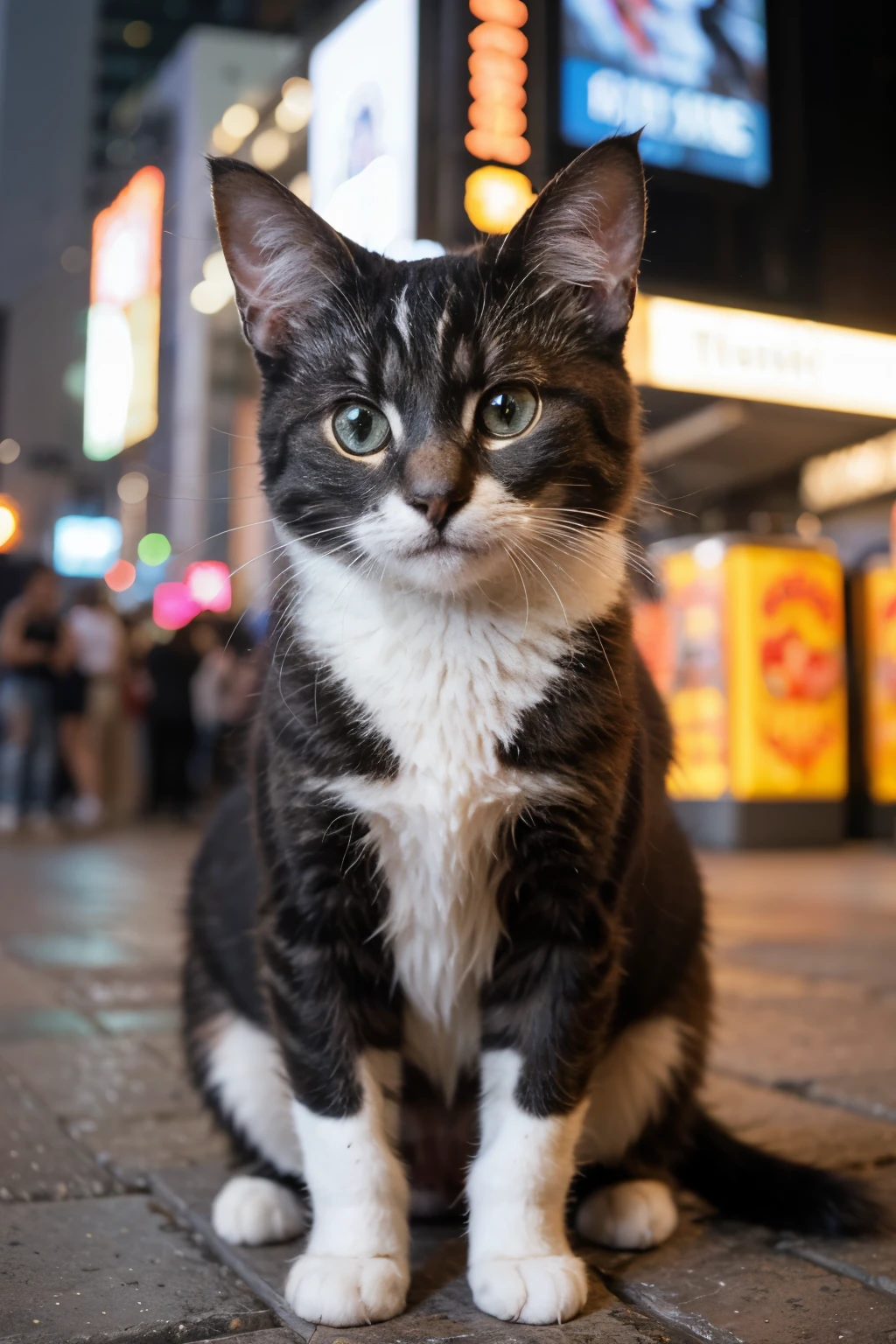 Muitos gatos de muitas cores realismo com fundo da time Square