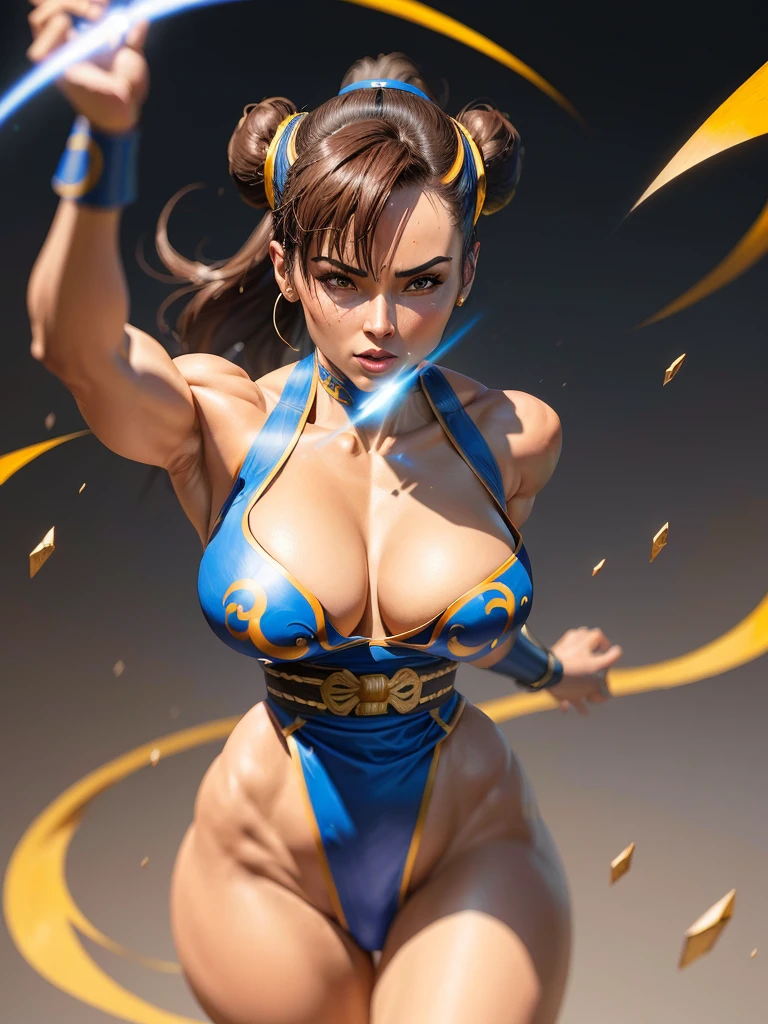 ((Mujer basada en el personaje Chun Li)), pechos grandes, caderas medianas, ((ultra realista)), TM Ninja Blanco, Iconos, colores vibrantes, Estilo vectorial, arte digital, 4k, Detalles intrincados, Hipnotizante, Hecho profesionalmente, Beautiful vector illustration, 12K Resolution, ....3D, Todos los personajes detallados en longitud completa, ((Altamente detallado)), ((vibrante)),((Calidad ultra alta)), ((hiperrealismo)), ((fotorrealismo)), [Representation of Octan] , en la ciudad, muchos coches (realista)