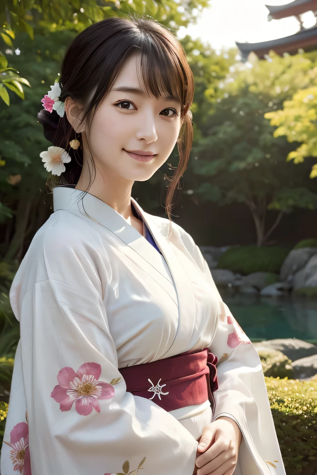 (Photorealsitic:1.4), (Top image quality:1.0), (超hight resolution:1.0), 8K, Raw photography, (masterpiece:0.2), (pureerosface_v1:0.5)、(Best Quality Detail:1.2)、realisitic、8K UHD、hight resolution、(1girl in:1.2)、The ultra-detailliert、High quality textures、intricate detailes、detaileds、非常detailedsなCG、High quality shadows、Detail Beautiful delicate face、Detail Beautiful delicate eyes、depth of fields、Ray traching,1girl in, japanaese girl, Cute, slender, Checkered kimono,Floral scrunchie, Beautiful skin, Facing the front,, Stand upright and say thank you,Align your hands elegantly,Smile faintly The Land of Japan,Japanese garden,Luxury Japanese-style room, skyporn, Magic Hour, (Realistic:1.3), 細かくdetailedsなプッシー, quality, (masutepiece:1.2), (Photorealsiticです:1.2), (Best Quality), (Intricate details), Dramatic, Ray tracing, photograph, +Lola