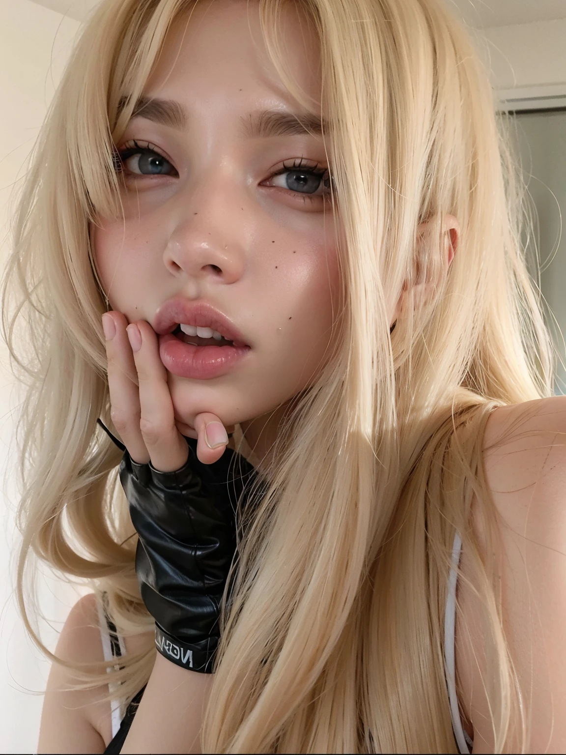 Mulher de cabelos loiros com cabelos longos e luvas posando para uma foto, Yelena Belova, 🤤 retrato da menina, longos cabelos loiros e olhos grandes, Lalisa Manobal, longos cabelos loiros e olhos grandes, uma menina com cabelo loiro, ava max, cabelos loiros e olhos grandes, Parque Roseanne do Blackpink, Anna Nikonova aka Newmilky, pale round face