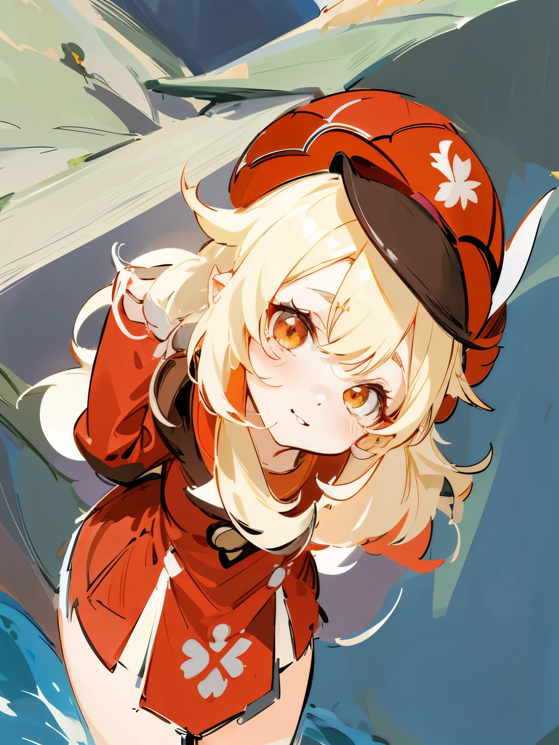 anime - style image of a woman in a red hat and red jacket, klee genshin impact, klee game genshin impact, genshin impact character, loli, realistic