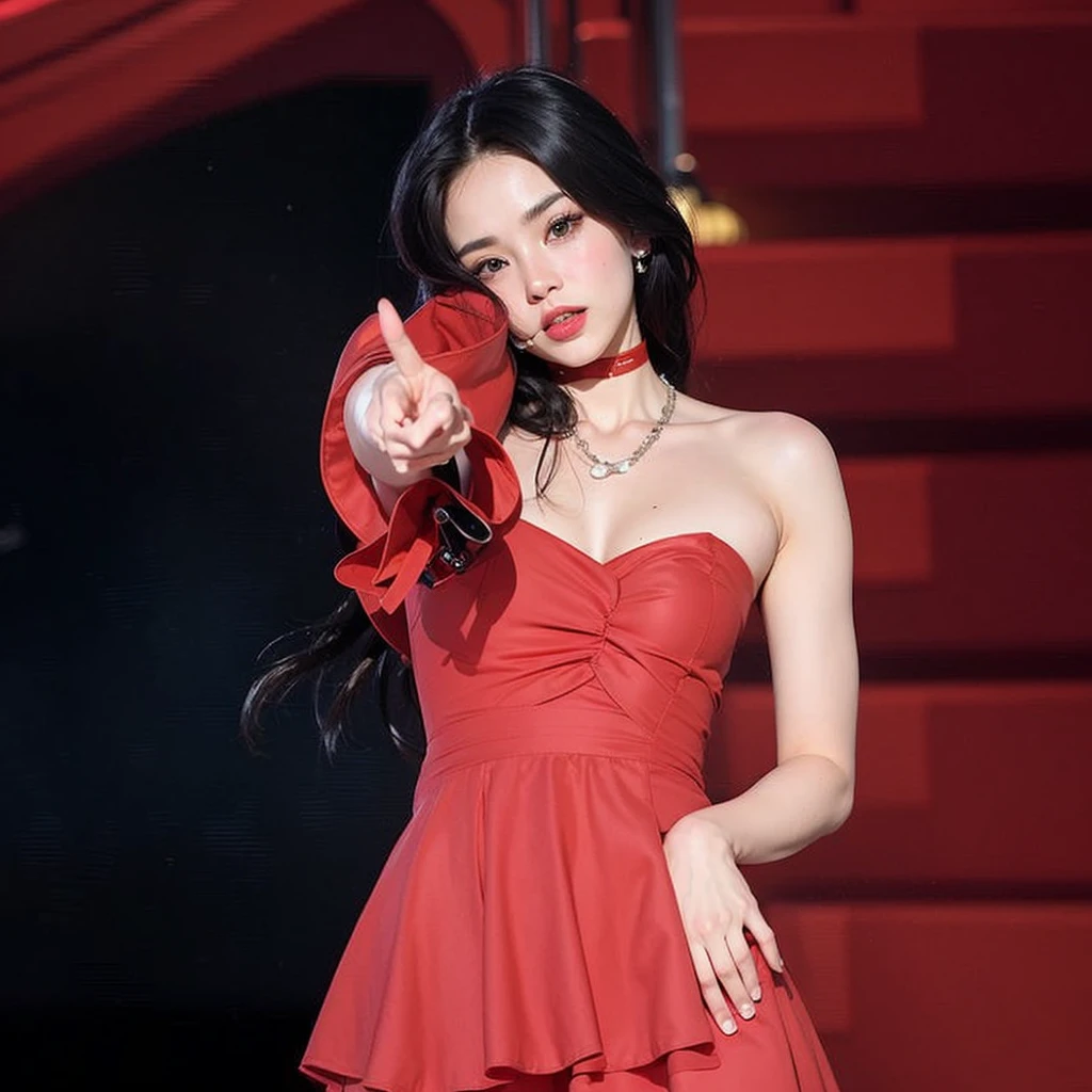 araffe woman en un vestido rojo holding a red purse, Blackpink Jennie, Jisoo de Blackpink, Jisoo de Blackpink, Sha Xi, en un vestido rojo, Parque Roseanne de Blackpink, Gongbi, Retrato Jisoo Blackpink, Jossi de Blackpink, Iu, con vestido rojo, JIA, con un vestido rojo, terciopelo rojo, con atuendo rojo, Ropa roja