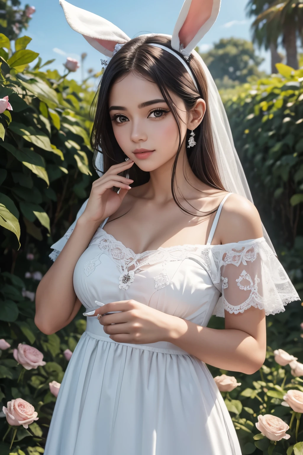 White fox beauty、Japanese、In a dress、8K、cute