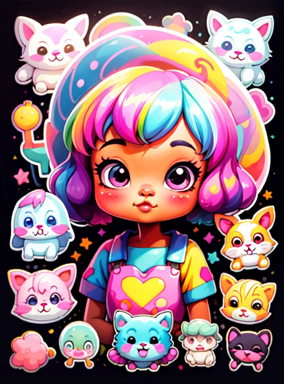 a cartoon girl, playground, african american, super cute funky black girl, portrait of a lisa frank, cute detailed digital art, cute digital art, cartoon artstyle, cartoon art style, colorfull illustration, advanced digital chibi art, cartoon style illustration, adorable digital painting, cute art style, cute cartoon character, lisa frank style