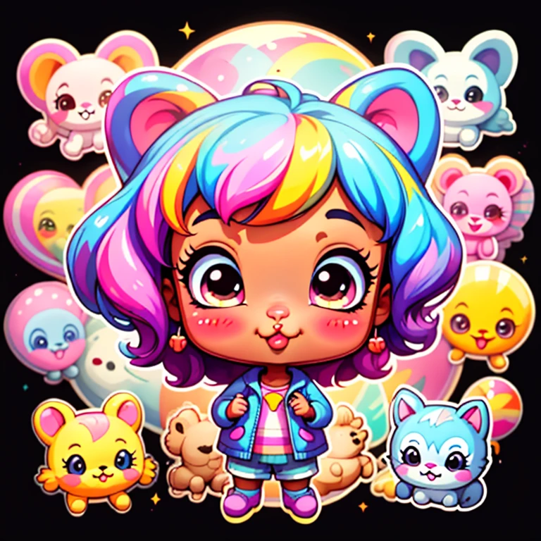 a cartoon girl, playground, african american, super cute funky black girl, portrait of a lisa frank, cute detailed digital art, cute digital art, cartoon artstyle, cartoon art style, colorfull illustration, advanced digital chibi art, cartoon style illustration, adorable digital painting, cute art style, cute cartoon character, lisa frank style