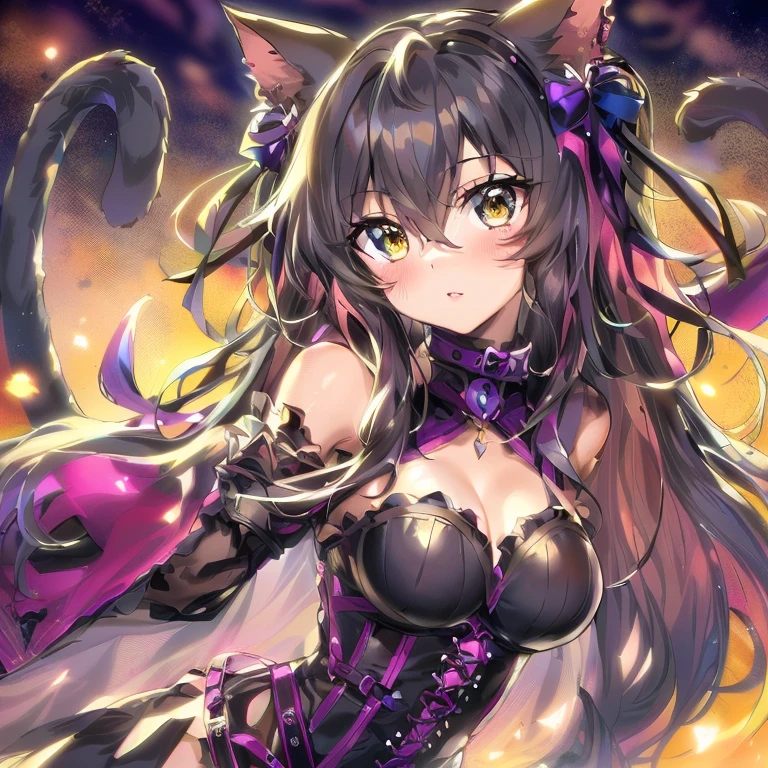 (masterpiece),(Highest quality),(Super detailed),(Best illustrations),(Best Shadow),(Absurd),(Detailed Background),(so beautiful), 16K,(Highest quality), 8k, 4K, (so beautiful)Flanders_scarlet, One girl, alone, Big Breasts, Long Hair, , , Hair between the eyes, , , empty eyes, blank eyes, , , , wrist cuffs, sweat, Dramatic lighting, psychedelic, Pleated skirt, colorful, , orgasm, afterglow, erotic smile, pussy, crimson lip, Beautiful nipples, bunny suit, , , Sexy posture, dynamic pose, , cross-eyed, rolling eyes, , garter belt, dark church background, , One devil tail, A lot of sweat glistens all over the body, , stained glass, , saliva trail, full-face blush, Detailed super oily shiny skin, , , orgasm, , , arched back, , torogao, ahegao, , pink neon, BREAK, (Slime-dripping costume:0.7), Oculogyric crisis, night, Heart-shaped pupils