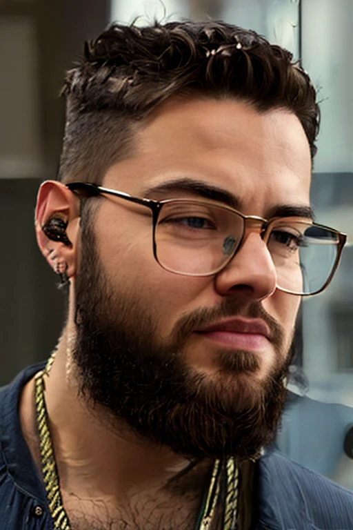 There's a man with glasses and a beard, Young man with glasses, foto de perfil headshot, Anime, realistic animation style