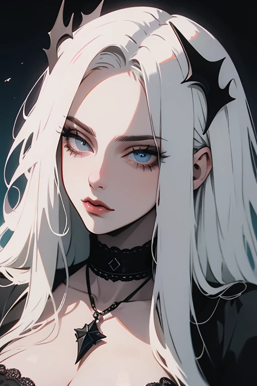 close-up of a woman with white hair and white mask, Hermosa pintura de figuras, Dios de pelo blanco, Epic art, (NSFW: 1.0)