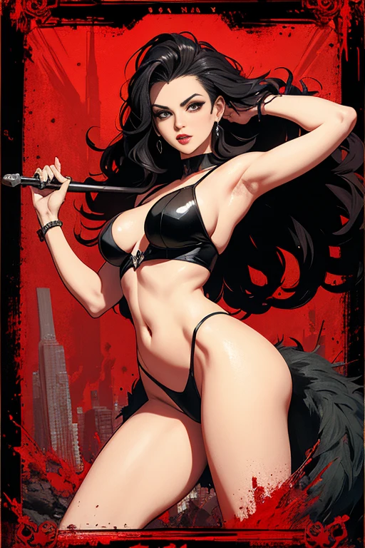 (master part, best quality), Papel de parede 8K, altamente detalhado, poster, Chapeuzinho Vermelho, sexy, Erotic, lobo, lo gothic, horror, Russia, horror thriller cinematic movie poster, german expresionism, Formas, Linhas, abstrair, propaganda, lo gothic, movie poster, vindima, ao estilo de Frank Frazetta, Low angle shot.