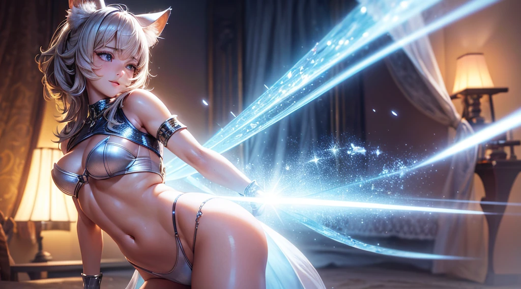 (beautiful ultra-detailed eyes, highly detailed skin, bright and glowing skin:1,1), (Physical Rendering, Professional Lighting, Photon Mapping, Radiosity, Soft Light, Lens Reflection: 1.3), unreal 5, (beautiful ultra-detailed eyes, highly detailed skin, bright and glowing skin:1,1), (fitness body), (Physical Rendering, Professional Lighting, Photon Mapping, Radiosity, Soft Light,  Lens Reflection: 1.3), (best shadow), (3D: 0.5, realistic: 0.5, photo-realistic: 1.4), (Sharp focus: 1.5), (sharp focus:1.2), (beautiful face:1.1), (eye makeup:1.2), (tight body:1.2), (highest quality), (8k, best quality, masterpiece:1.3) ((masterpiece, best)), (best illustration), (high detailed skin:1.erfect face:1.1), (high detail:1.1), (detailed fantasy background: 1.3), Cinematic footage, full medium closeup, gorgeous 18-year-old kemonomimi woman soft pale skin, cute and youthful face, well-defined eyebrows, delicate nose, ultra-detailed:1.1, photo-realistic:1.4, depth of field, cinematic lighting, IMAX camera, HDR, DTM, Full HD, 8k, flared, medium breasts: 1.5, slim, smile, standing, 8K picture quality, sexy seduction, 4k, 8k, highres, best quality, plump and round lips 1.4, realistic:1.37 long, flowing:1.1 luscious, plump:1.1 sparkling sequins:1.1 subtle, 0.9 soft, warm:1.1 masterpiece:1.2, realistic:1.4, photo-realistic:1.37, ultra-detailed:1.1 busty animal ears, beautiful, detailed ears:1.1 best quality, 4k, highres, masterpiece:1.2 detailed, piercing eyes:1.1 masterpiece:1.2 very three-dimensional: 1.2