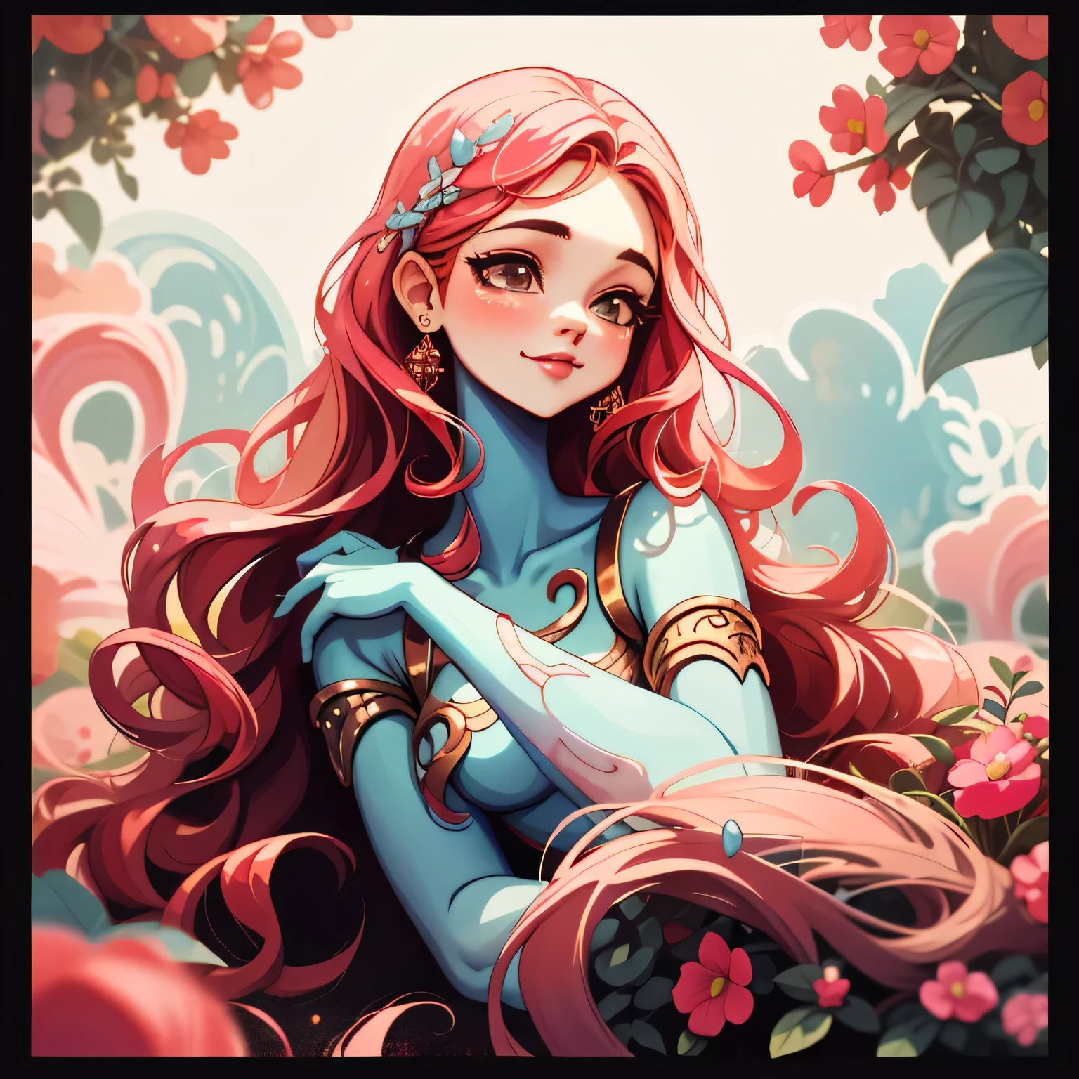 adesivo,1girl, fundo simples, retrato, com cabelo longo, meninadente, menina bonitfrodite, aphrodite aesthetic, Beautiful girl, arte de fantasia muito bonita, Afrodite feminina bonita e elegante, bela fantasia detalhada, paladar de cor vermelha e rosa, cor vermelha - tema