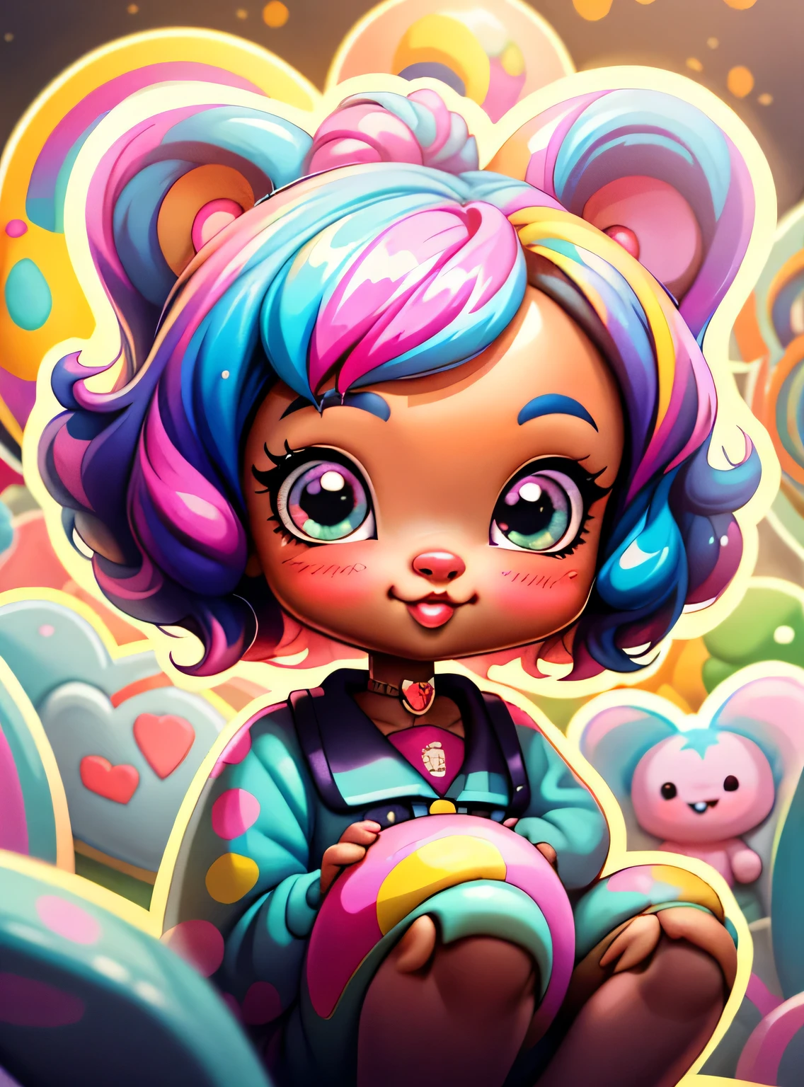 uma dos desenhos animados, parque infantil, afro-americano, super bonito funky menina, Retrato de uma Lisa Frank, arte digital detalhada bonito, arte digital bonito, arte dos desenhos animados, estilo de arte dos desenhos animados, full-colour illustration, advanced digital chibi art, Cartoon style illustration, painting digital adorable, estilo de arte bonito, personagem bonito dos desenhos animados, Estilo Lisa Frank