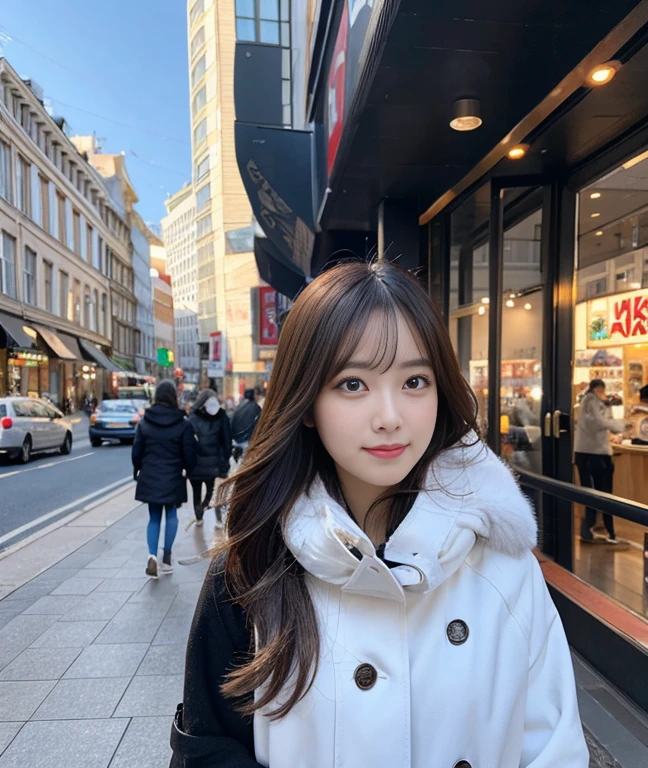 (ultra-detailliert、Raw photo、Top image quality、Realistic)、active afternoon、Scene of shopping with friends、Scenes with movement are important、The season is winter