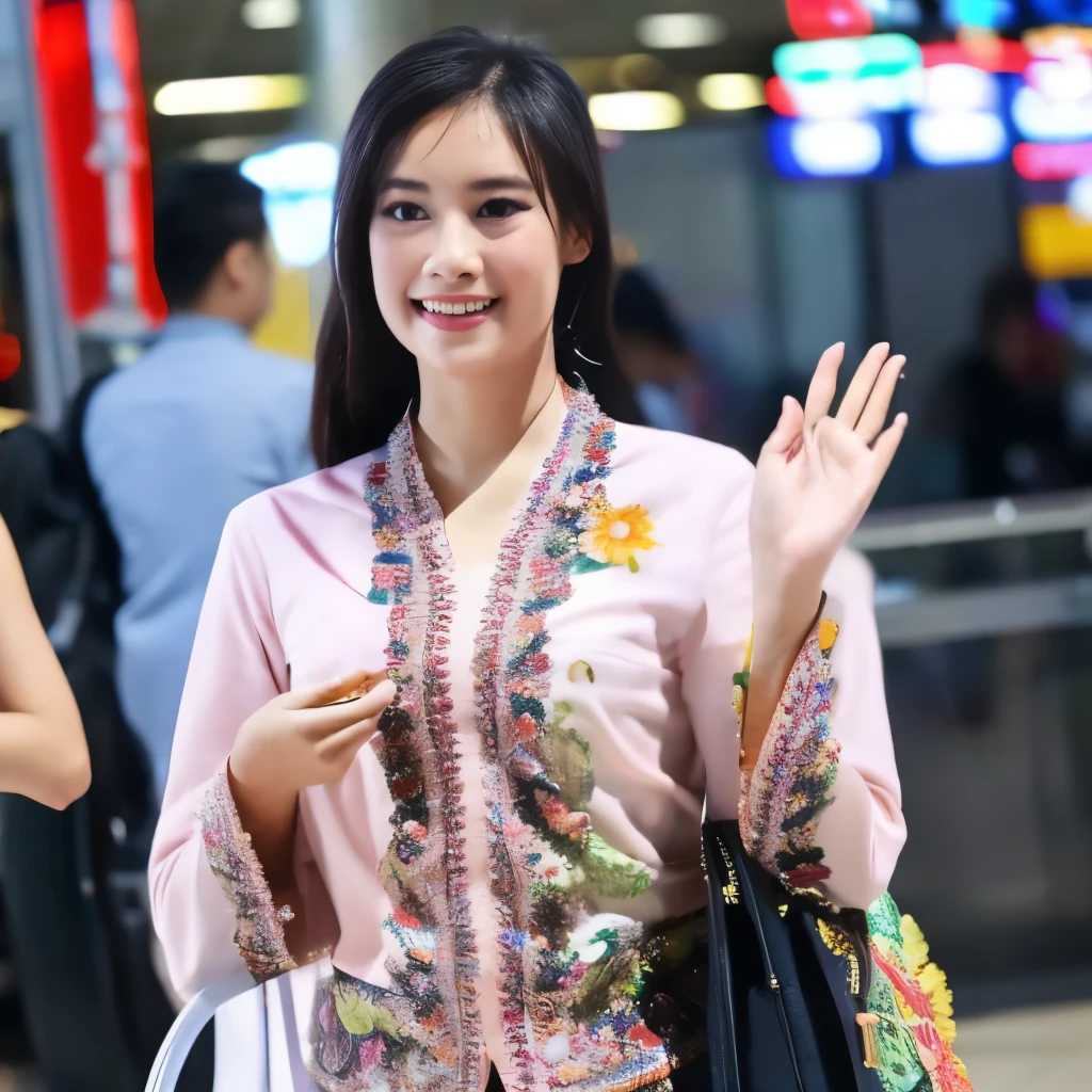 a group of women in kebaya posing for Miss Kebaya beauty contest, pose(arms up + happy), pose, 3 / 4 pose, posse features, 8 k uhd poser, photoshoot poses, portrait pose, various poses shooting photos, pose model, various pose, t pose, anime pose, pose 4 of 1 6, poser, posing for poster photography