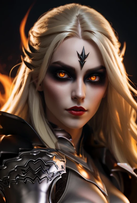 silver armor, with black clothing