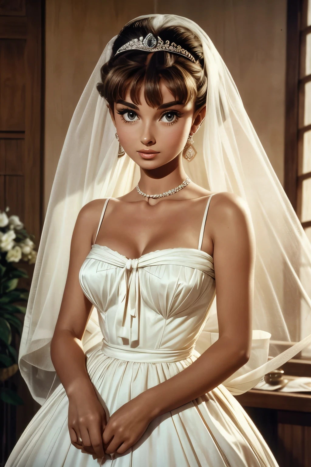 arafed woman in a dress holding a large piece of cloth, by Stan Galli, young sophia loren, vintage movie shot, 1956, brigitte bardot, 1 9 5 6, 1955, 1 9 5 5, photo 1960, young audrey hepburn, gorgeous female audrey hepburn, grace kelly, wearing a tutu