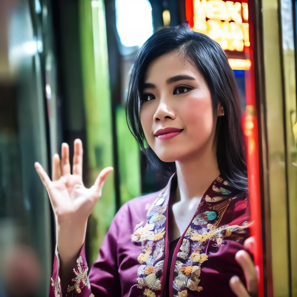 a group of women in kebaya posing for Miss Kebaya beauty contest, pose(arms up + happy), pose, 3 / 4 pose, posse features, 8 k uhd poser, photoshoot poses, portrait pose, various poses shooting photos, pose model, various pose, t pose, anime pose, pose 4 of 1 6, poser, posing for poster photography