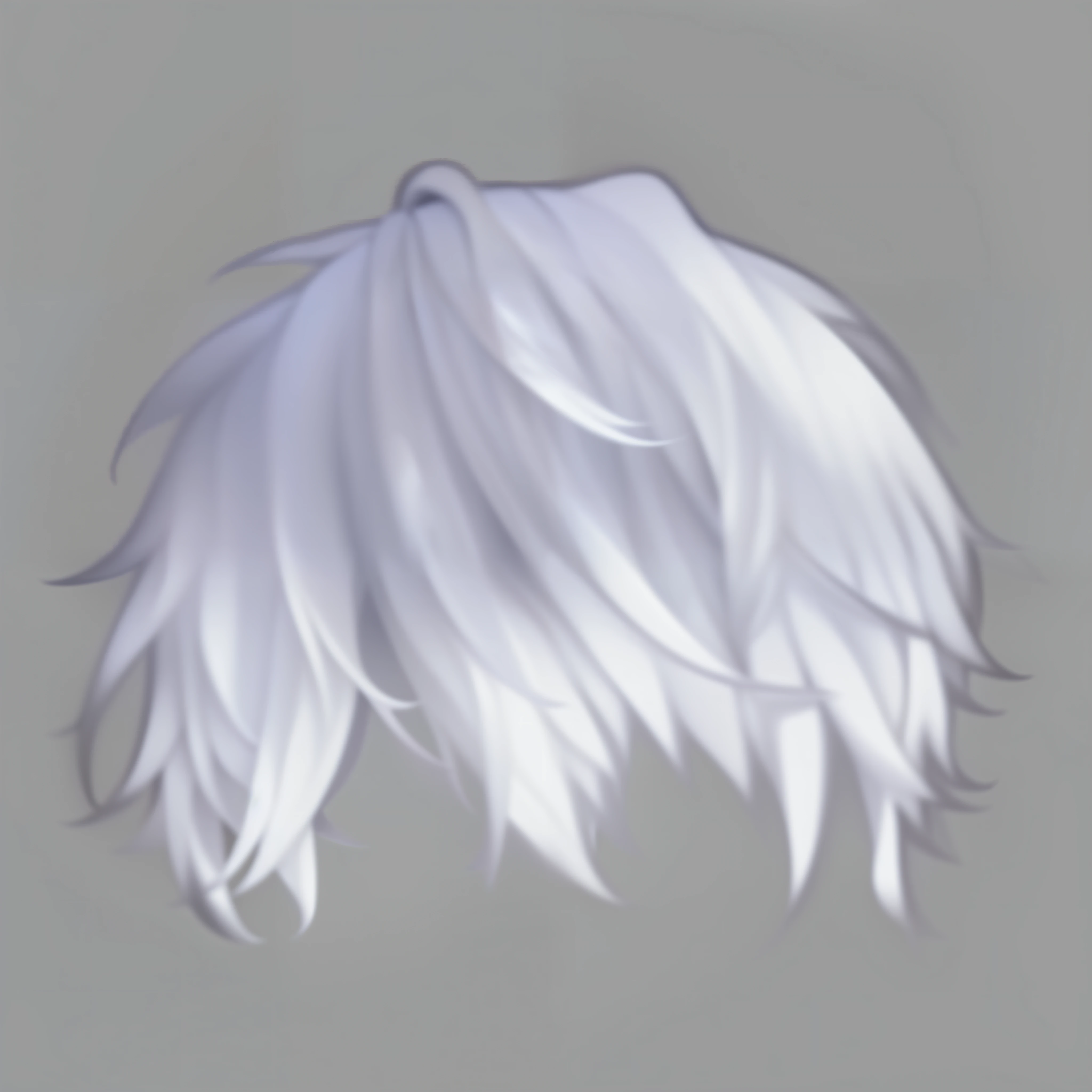 a close up of a White hair with a gray background, White hair rings, white Yunfa, Yunfa, Killua Zoldyck brunette, Hair details are foggy, White hair, White hairs, Detail of long white hair, hair whitebangs hair, bright White hair, flowing White hair, with white colored bangs, Silver fluffy hair, messy wavy White hair
