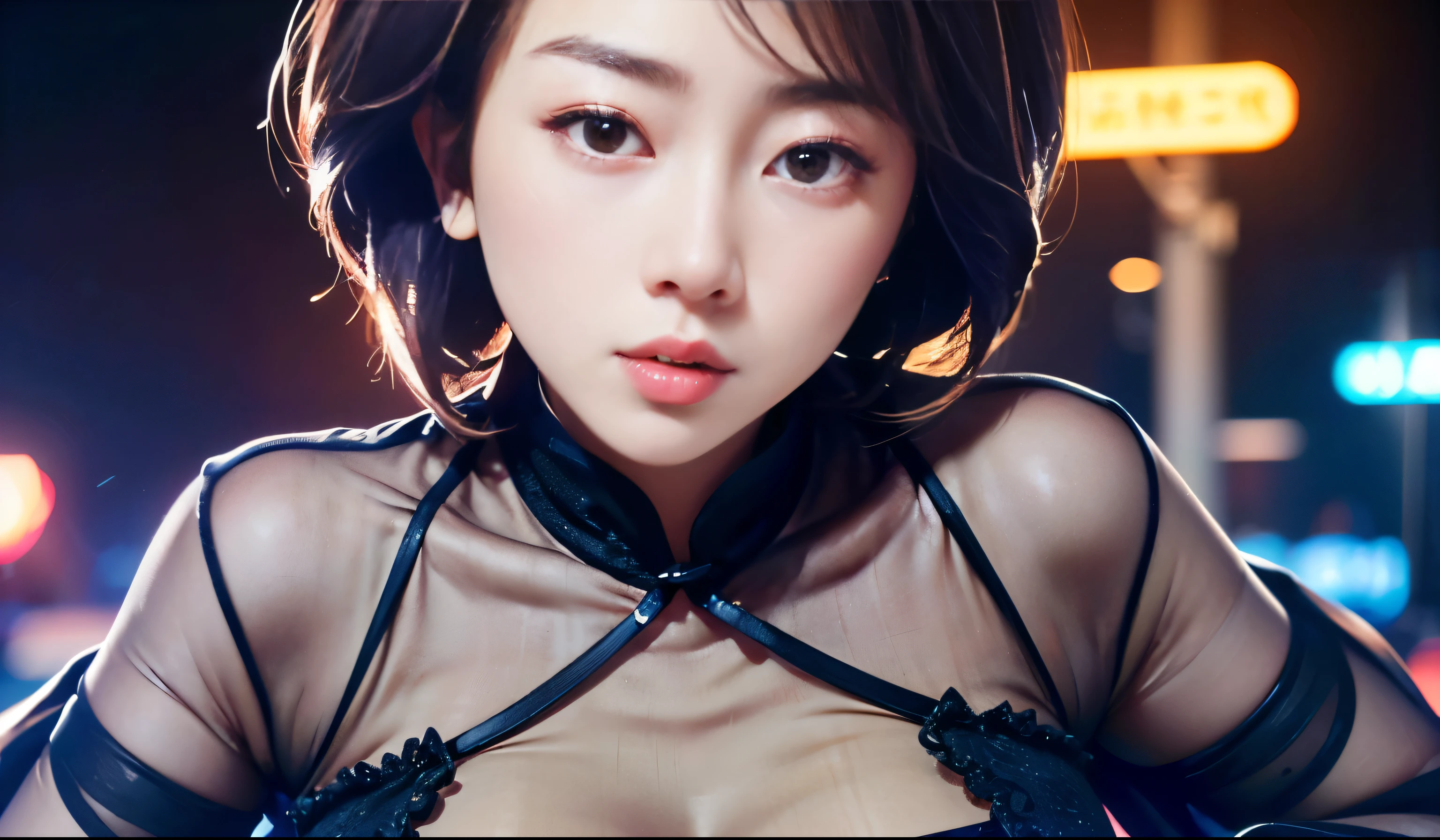 (8K, Best quality, standing on a stage:1.0),(HD face,Best quality:1.2), (超高分辨率:1.2), (Noise cancellation:1.2),delicate picture, Beutiful women, bshoulder, lower back,Extremely luminous and bright design, pastelcolor, Autumn lights,(see-through transparent clothes:1.4),(Raised sexy:1.2),back shadow