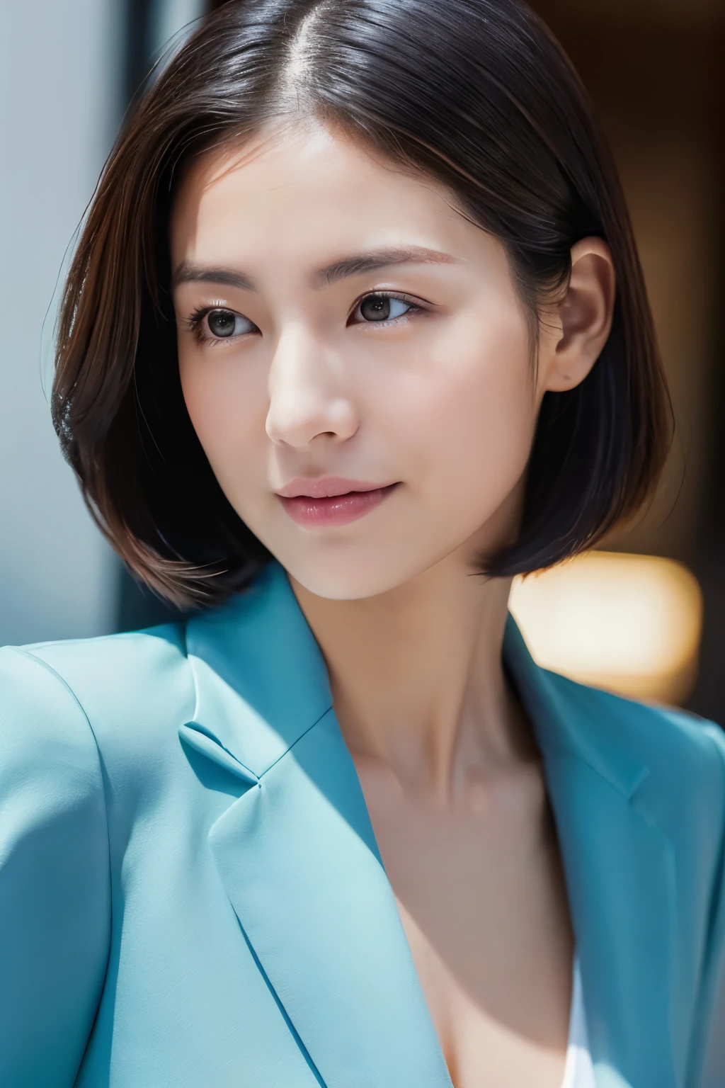 Wearing a suit A strong-willed office lady Japan, woman in her early 30s, male boss at work Narrow eyes A dark-haired cut boafus Coffee Lunette de soleil Beautie Beautuful Women shinny skin best qualtiy、masterpiece、(Photorealsitic:1.4) (perfectly proportions)(realisiticな写真)(Best Quality) photographed in a Canon EOS R5, 50mm Lens, F/2.8, nffsw, (8K) (foco nítido) Clothed、(写真realisitic:1.4)、(hyper realisitic:1.4)、(realisitic:1.3)、 (Smoother lighting:1.05)、(Improved lighting quality in movies:0.9)、32K、 girl with、Realistic lighting、Back lighting、breast face light、raytrace、(Brightening light:1.2)、(Increase quality:1.4)、 (Top quality real texture skinny eyes、finerly detailed face、glowy skin anatomically correct body form