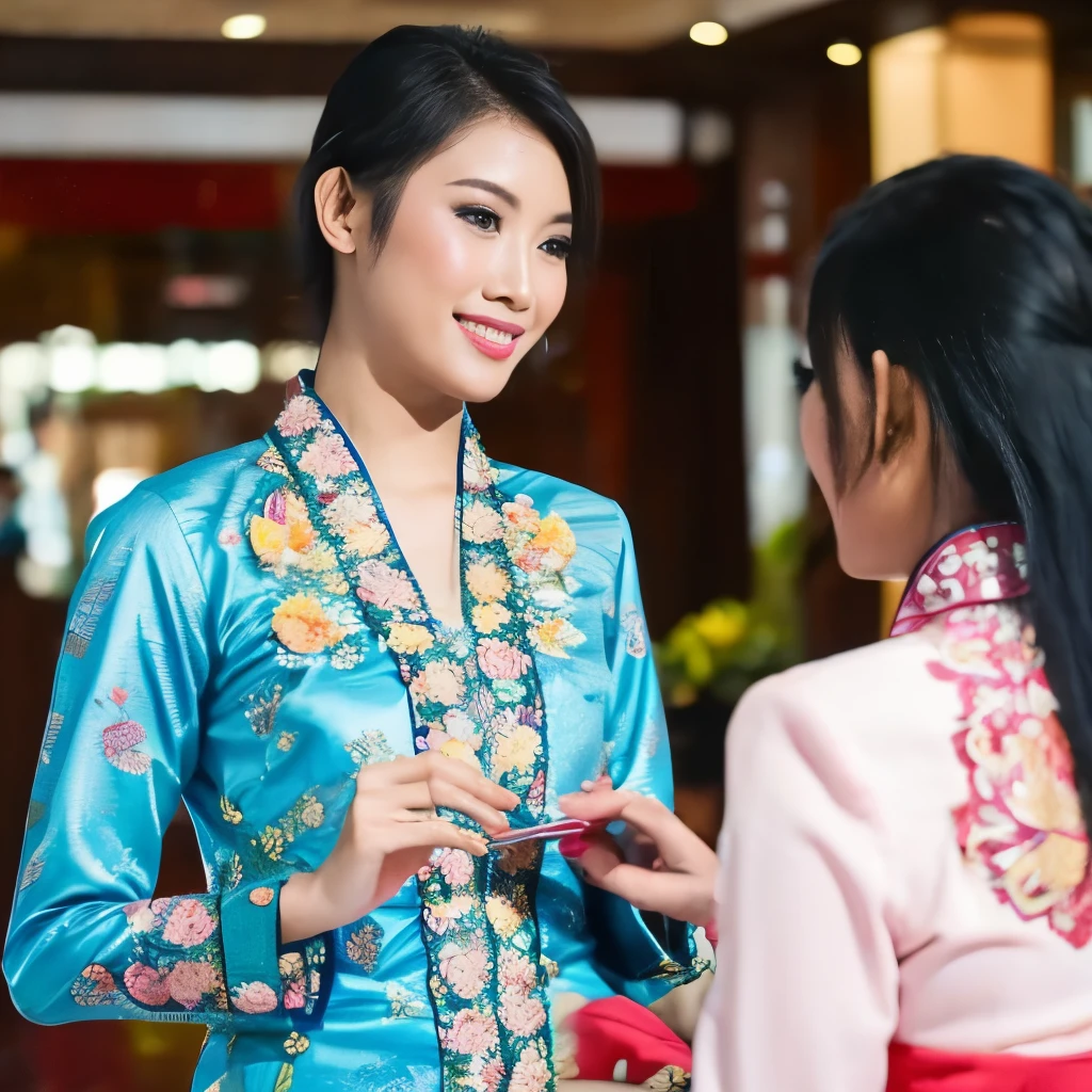 a group of women in kebaya posing for Miss Kebaya beauty contest, pose(arms up + happy), pose, 3 / 4 pose, posse features, 8 k uhd poser, photoshoot poses, portrait pose, various poses shooting photos, pose model, various pose, t pose, anime pose, pose 4 of 1 6, poser, posing for poster photography