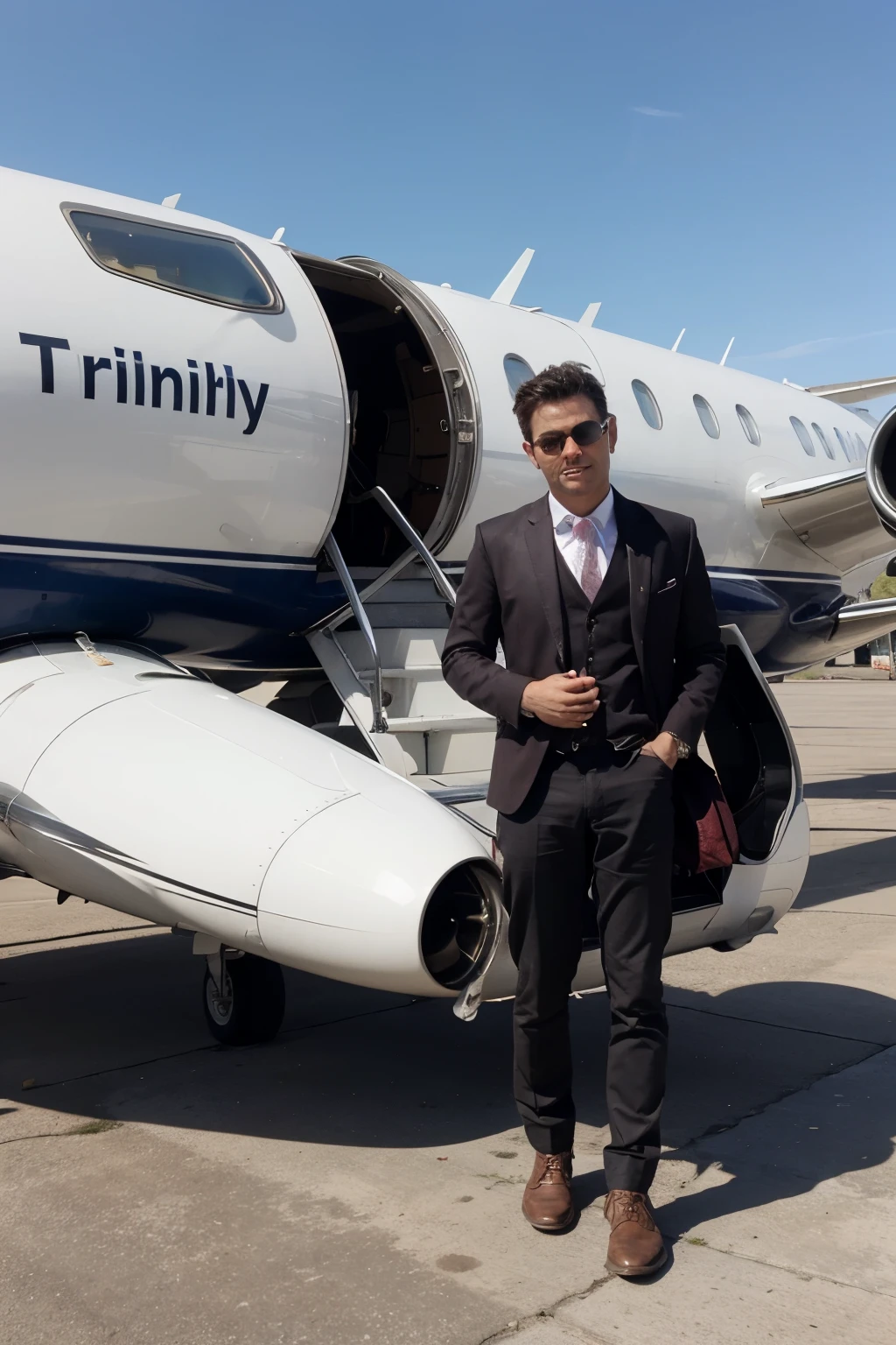 A private jet but written on the side it writes “ Trinity Foy’s Man”
