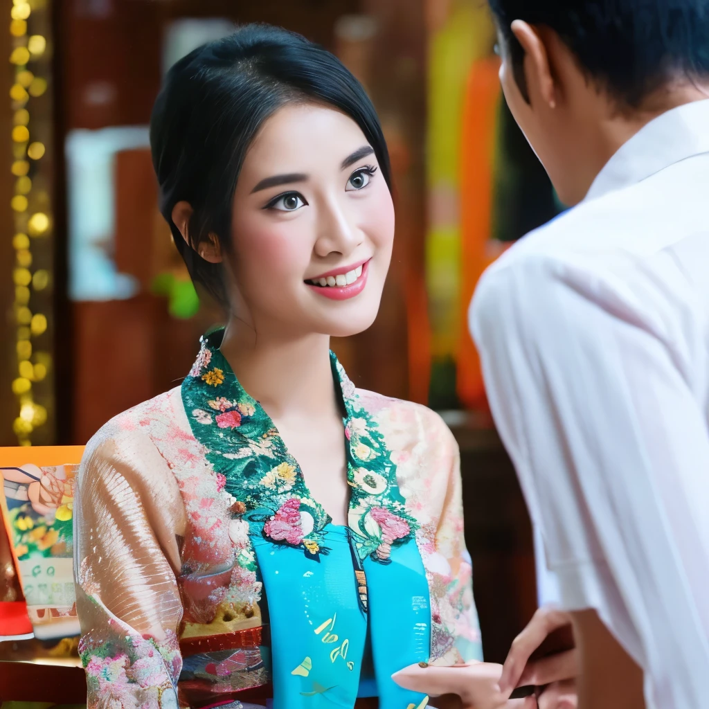 a group of women in kebaya posing for Miss Kebaya beauty contest, pose(arms up + happy), pose, 3 / 4 pose, posse features, 8 k uhd poser, photoshoot poses, portrait pose, various poses shooting photos, pose model, various pose, t pose, anime pose, pose 4 of 1 6, poser, posing for poster photography