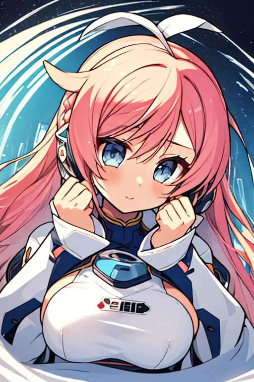 独奏、Braiding、1 girl in、depth of fields、Long Blonde Hair、Inside the space station、Make eye contact、sitting on、masterpiece、top-quality、(top-quality)、((masterpiece))、(hight resolution)、Original、Very detailed 8k wallpaper、(extremely delicate and beautiful)、((A detailed face))、(white futuristic bodysuit space suit):1.3,beautiful finely detailed eyes、Hair that flutters in the wind、dishevled hair、lensflare、1 girl in、full body Esbian、(blue eyess)、(head phone)、(A pink-haired):1.2、(Cute :1.1)、Beautiful fine eyes、Very long hair、tiny chest、(looking at the viewers)、(magazine:1.3)、(coversスタイル:1.3)、Fashionable、femele、with a vibrant、outfits、the pose、the front、Colorful、Dynamic、Background with、element、I'm confident、expresive、ngel、statement、accessorized、An majestic、coiled、surroundings、Touch、The scene、Texto、covers、It's bold、captures the attention、Titles、Stylish、Font、Catchy、headline、The large、Impressive、moderno、Trendy、Focus、lo fashion