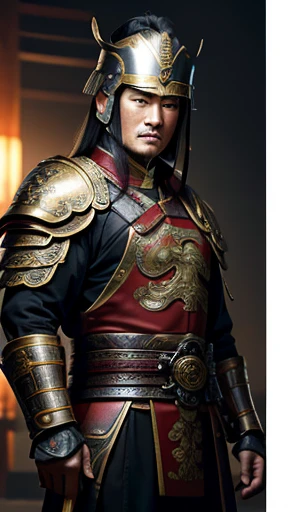 oriental、man in ancient chinese armor、Ancient Chinese man wearing a leather helmet、a simple man、three kingdom、multiple warlords、top-quality、masterpiece、超A high resolution、(Photorealsitic:1.4)、Game Posters、Clear and beautiful image quality、
