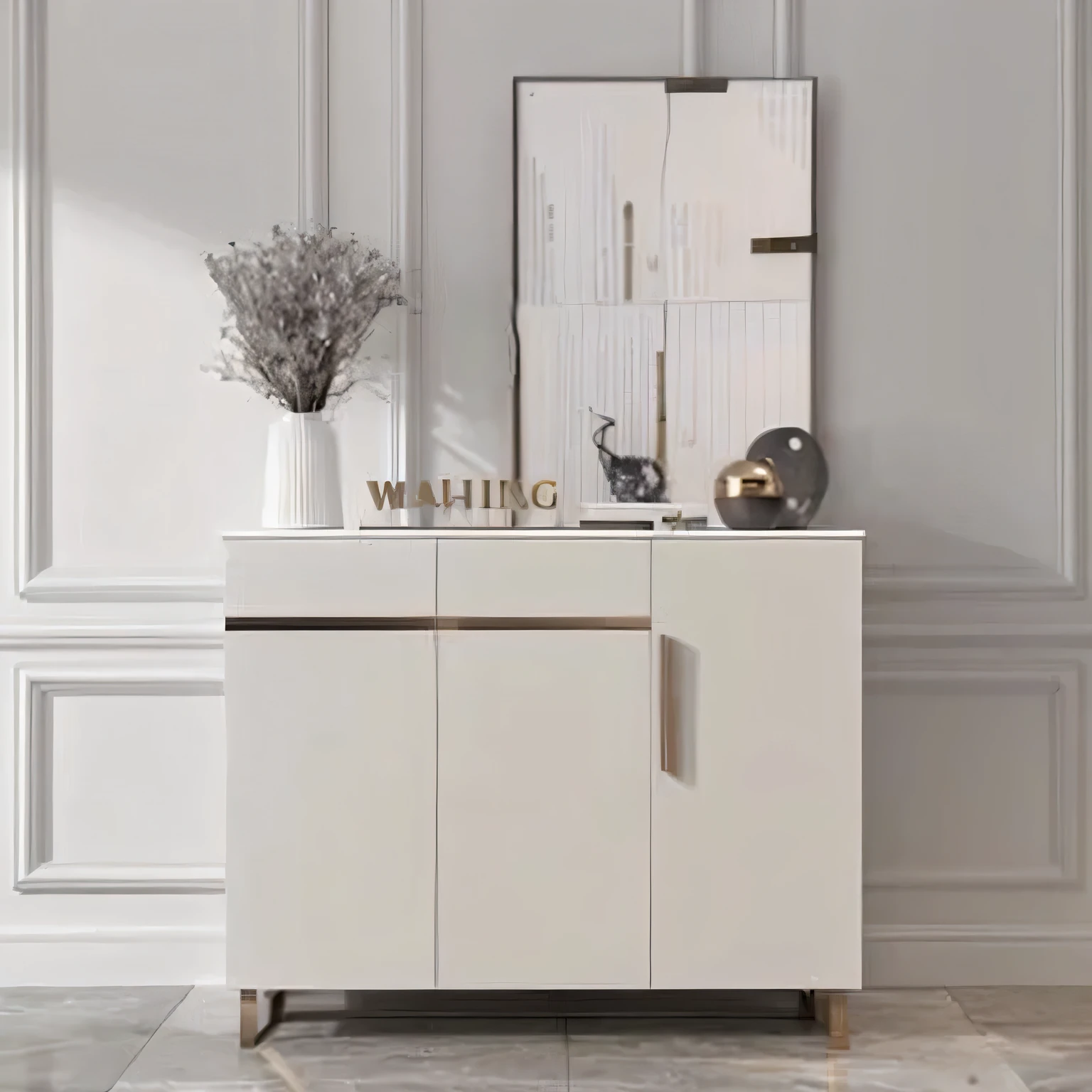 顶部有镜子的白色cupboard的特写, white finish, Bright white metal, white furniture, cupboard家具, White marble with gold accents, polished White marble, White marble, White marble and gold, Modern gallery furniture, White with gold accents, Bright white, elegant furniture, cupboard, white and silver, elegant and refined, Marble and light gold