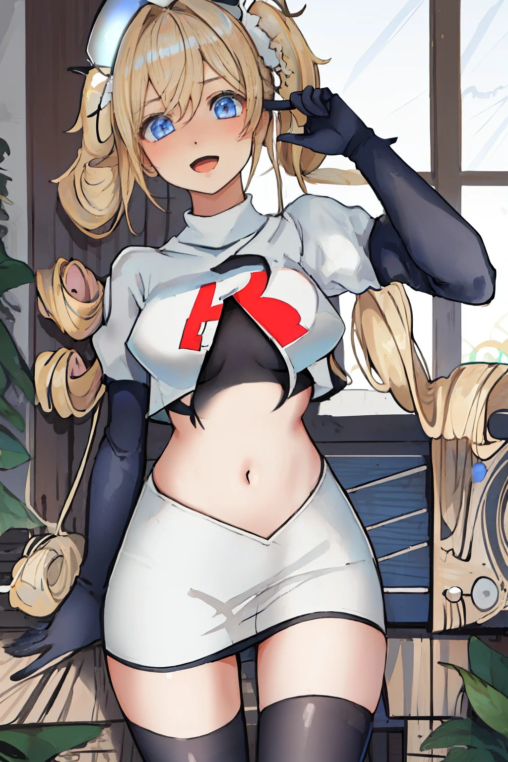1 adult anime girl, hair color - white, hairstyle - bob, elven ears, stern eyes, eye color - red, glasses, embarrassed look, closed full mouth, face covered in sperm, bare breasts, T-shirt raised, white T-shirt, bulging breasts, miniskirt lifted, panties visible, tight panties, protruding vagina, stockings, high black heels, rich colors, studio light, natural light, lots of detail, high quality image, detailed eyes, random pose