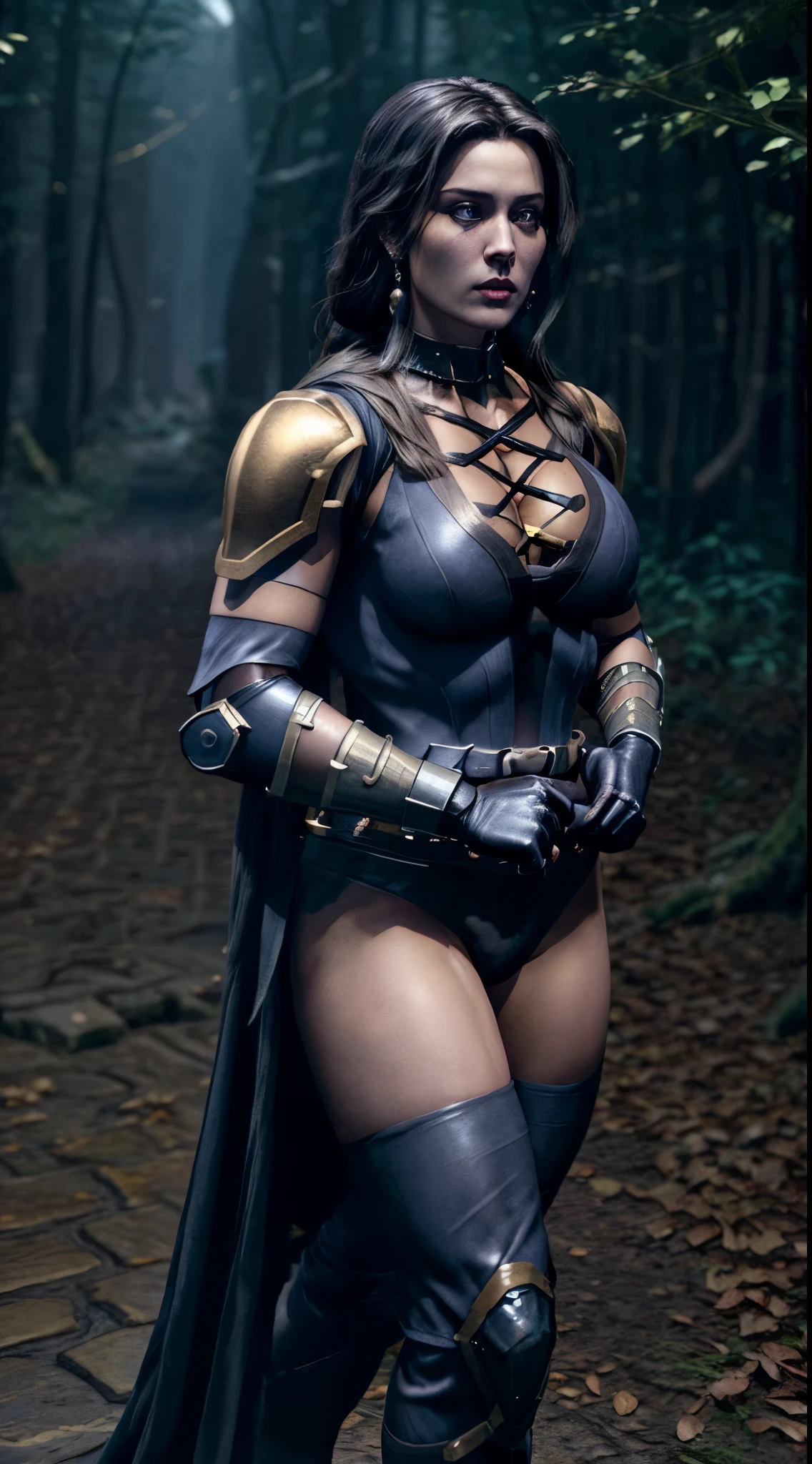 (masterpiece), (best quality), realistic, cinematic light,kitana, massive perfect breast, muscular body, dark black eyes, goth makeup,dark black hair,dark purple outfit,,((dark golden armor)),,,dark magic fantasy,,, ray tracing cinematic shot unreal engine 5 ultra sharp ultra realistic detailed