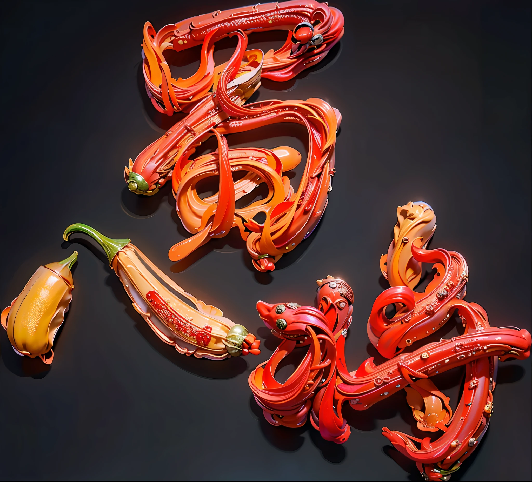 川渝firey锅,chili pepper,firey,chopsticks,pepper,pepper ,Chinese,3D,the detail,abundance